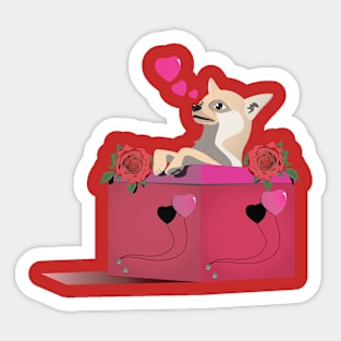 Puppy Chihuahua Valentine Sticker